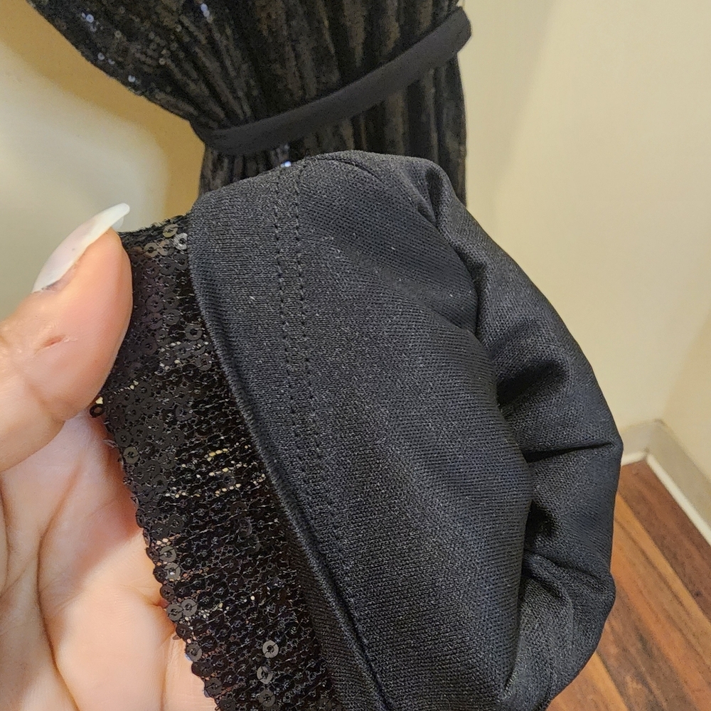 Calvin Klein Black Sequin Jumpsuit with Belt Size 8 - Picture 14 of 16